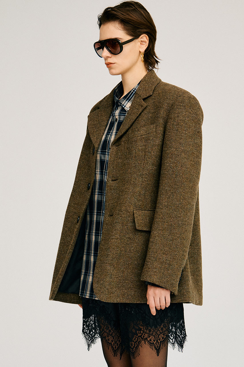 Classic Tweed Oversized Jacket Coat - 2026AUTUMN