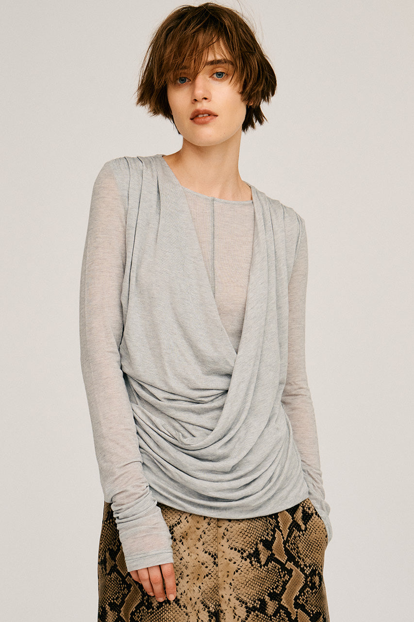 Cashmere Silk Blend Drape Top - 2026AUTUMN