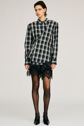 Check Shoulder Padded Shirt - 2026AUTUMN