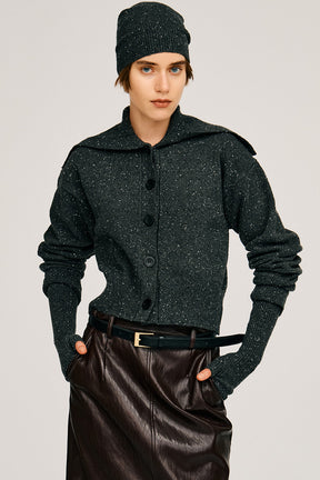 Oversized Collar Knit Cardigan - 2026AUTUMN