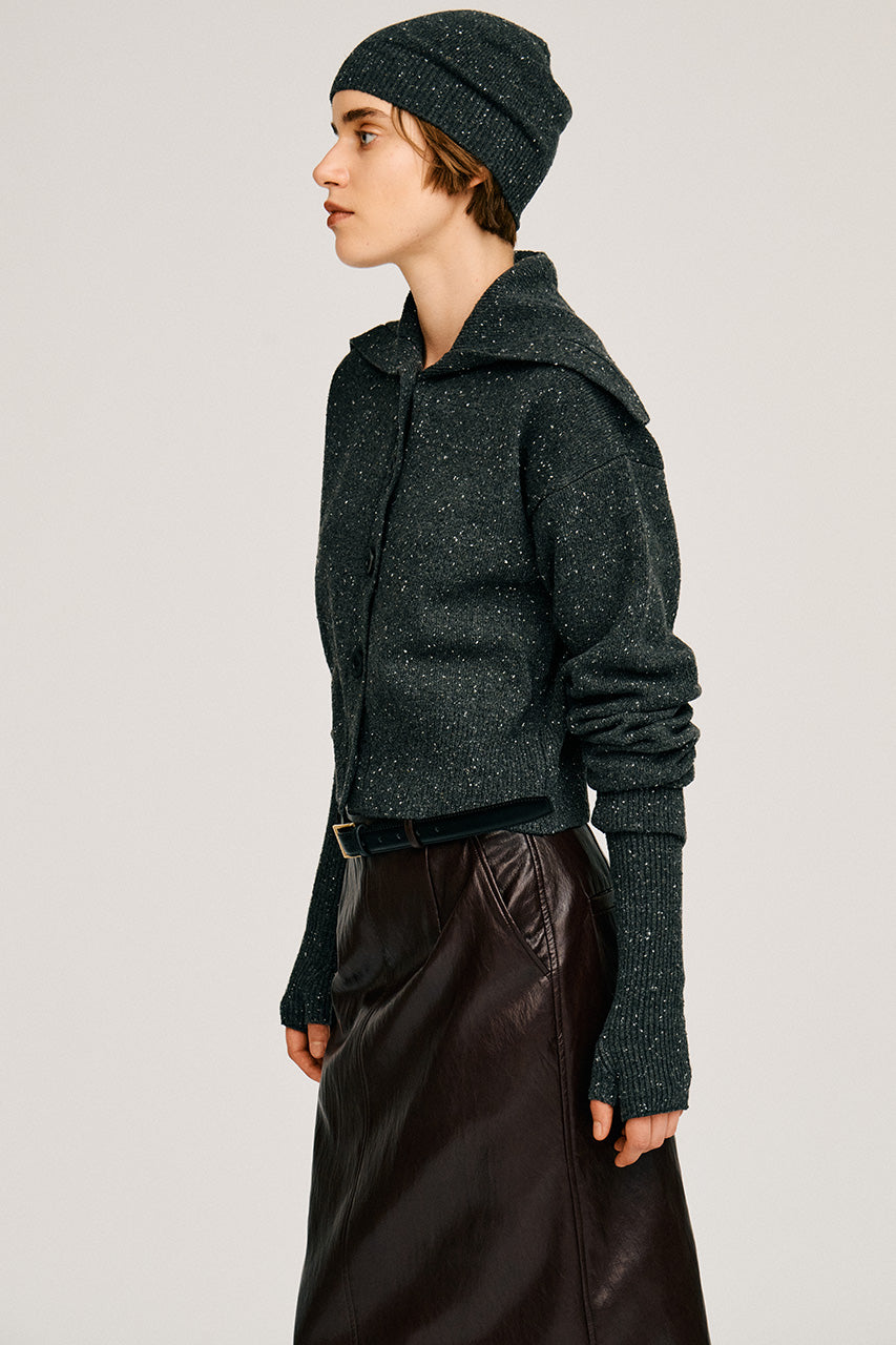 Oversized Collar Knit Cardigan - 2026AUTUMN