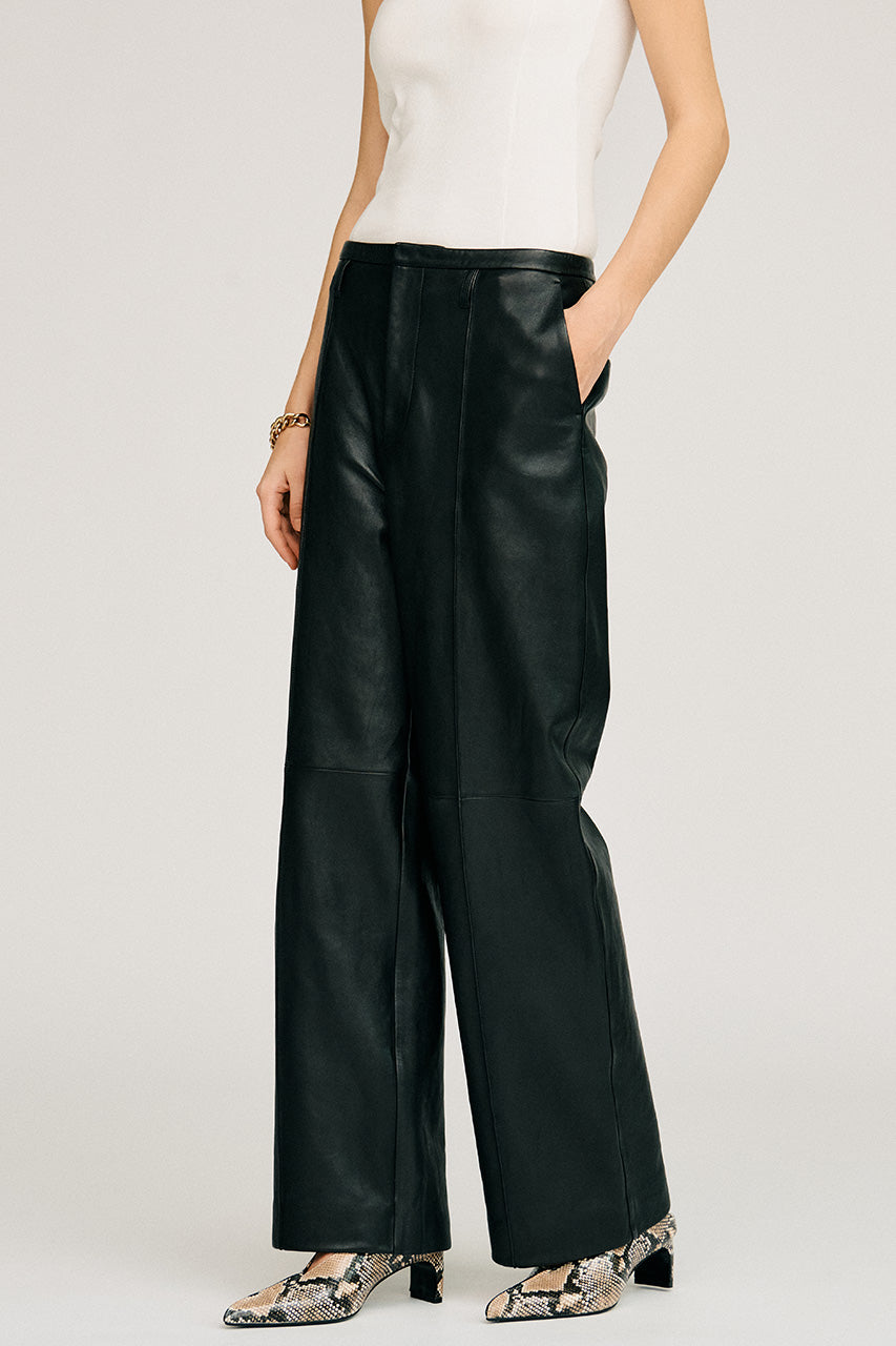 Sheep Leather Straight Pants - 2026AUTUMN
