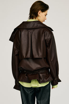 Boxy Middle Leather Trench Coat - 2026AUTUMN
