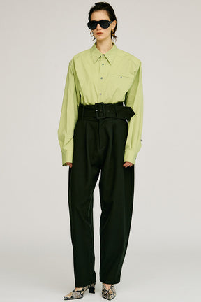 High-Waist Belt Cocoon Pants - 2026AUTUMN