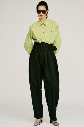 High-Waist Belt Cocoon Pants - 2026AUTUMN