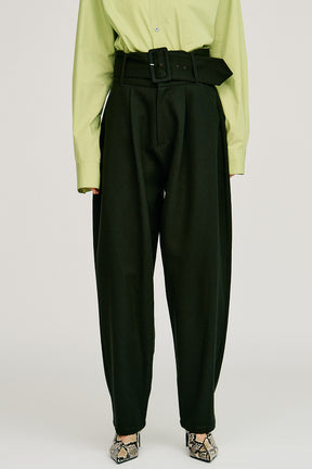 High-Waist Belt Cocoon Pants - 2026AUTUMN