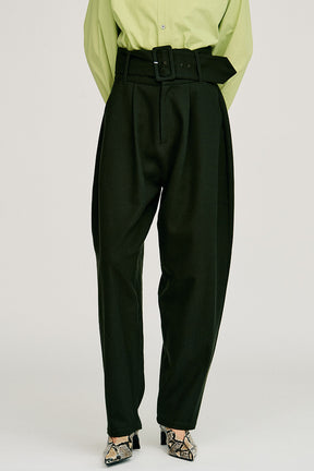 High-Waist Belt Cocoon Pants - 2026AUTUMN