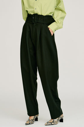High-Waist Belt Cocoon Pants - 2026AUTUMN
