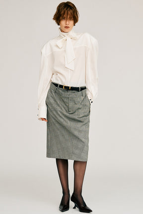 Double-Waist Drape Midi Skirt - 2026AUTUMN