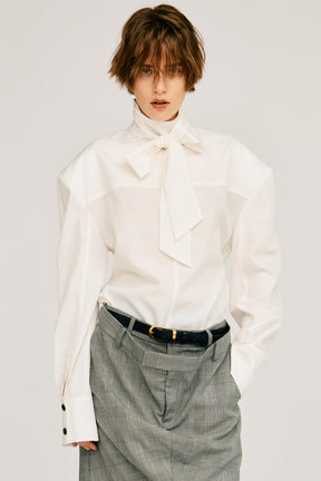 High-Neck Power Shoulder Shirt - 2026AUTUMN