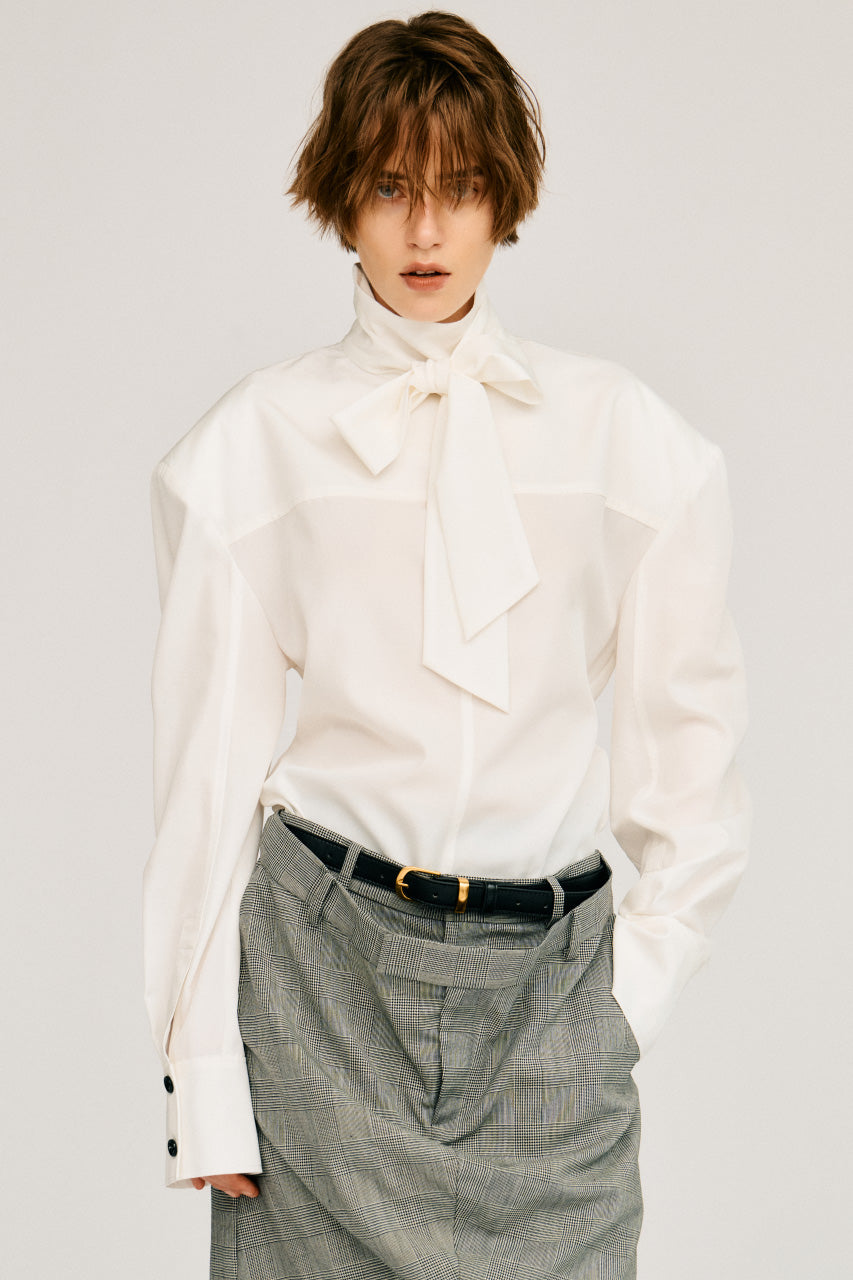 High-Neck Power Shoulder Shirt - 2026AUTUMN