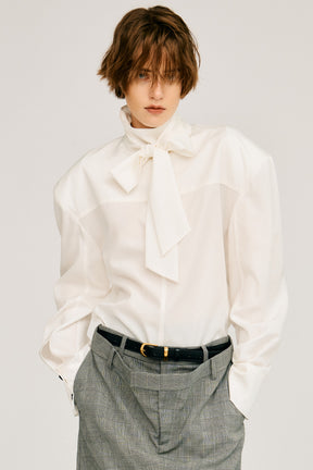 High-Neck Power Shoulder Shirt - 2026AUTUMN