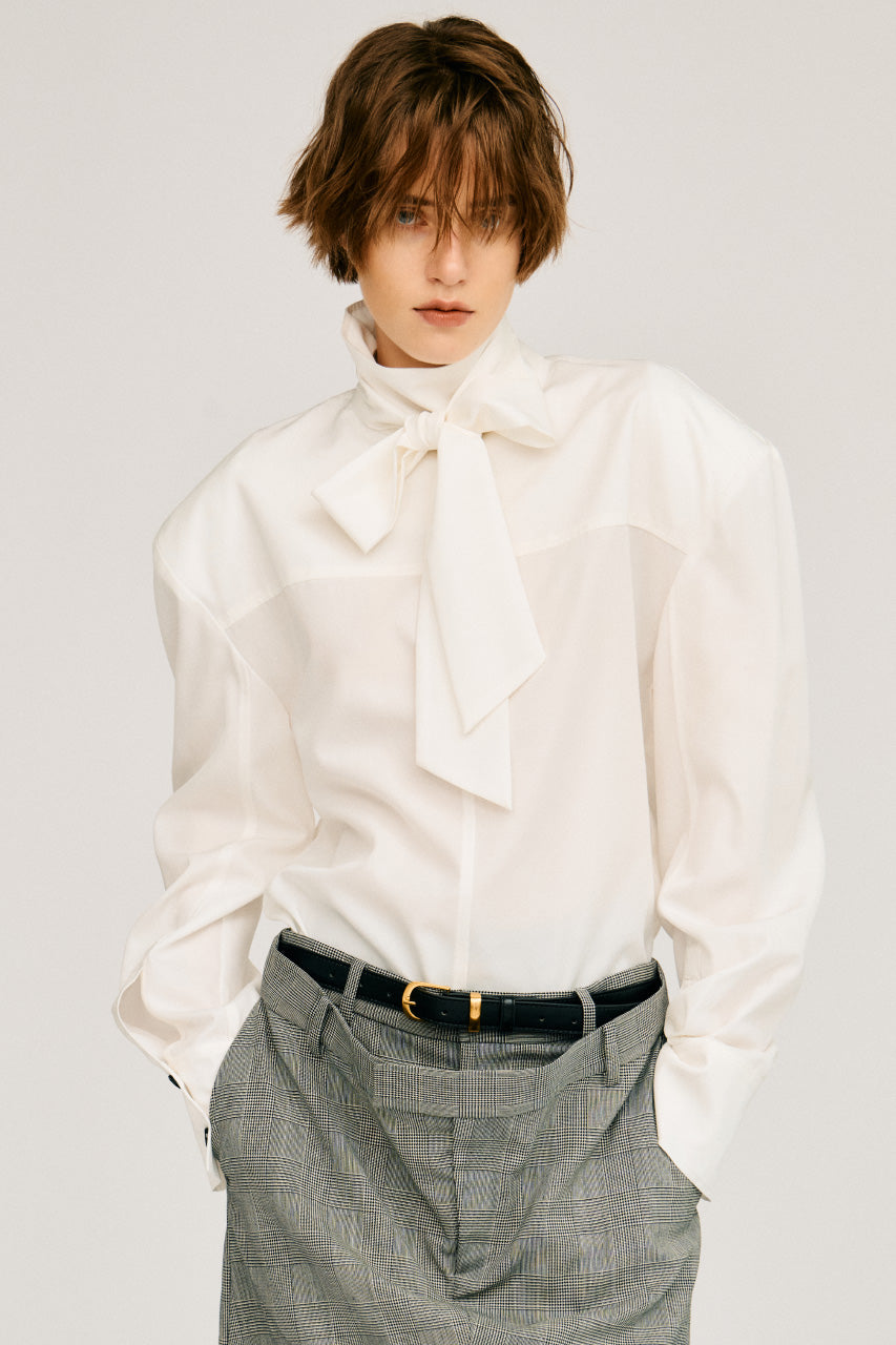 High-Neck Power Shoulder Shirt - 2026AUTUMN