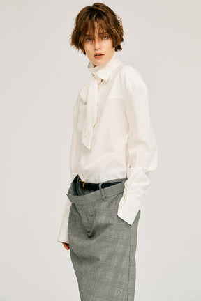 High-Neck Power Shoulder Shirt - 2026AUTUMN