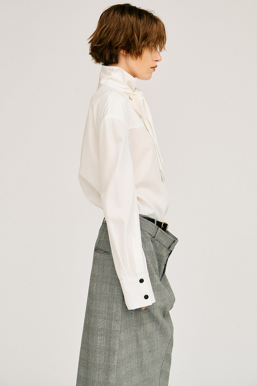 High-Neck Power Shoulder Shirt - 2026AUTUMN