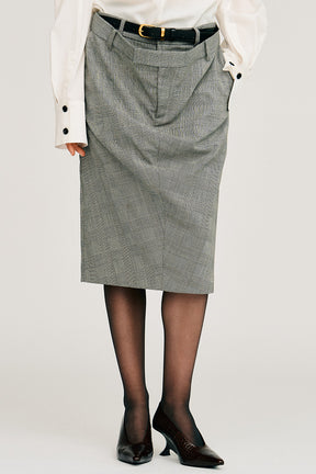 Double-Waist Drape Midi Skirt - 2026AUTUMN