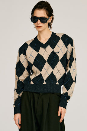 Argyle Power Shoulder Knit - 2026AUTUMN
