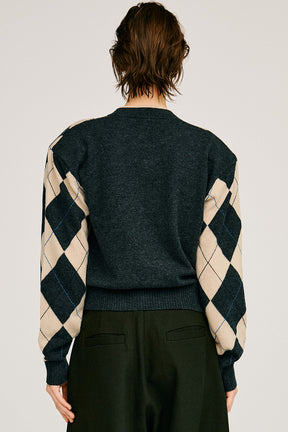 Argyle Power Shoulder Knit - 2026AUTUMN