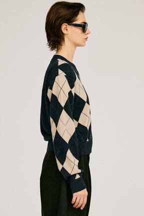 Argyle Power Shoulder Knit - 2026AUTUMN