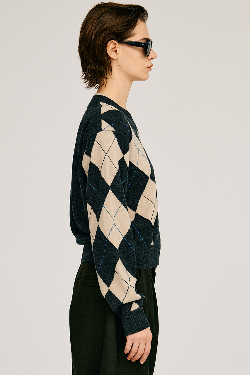 Argyle Power Shoulder Knit - 2026AUTUMN