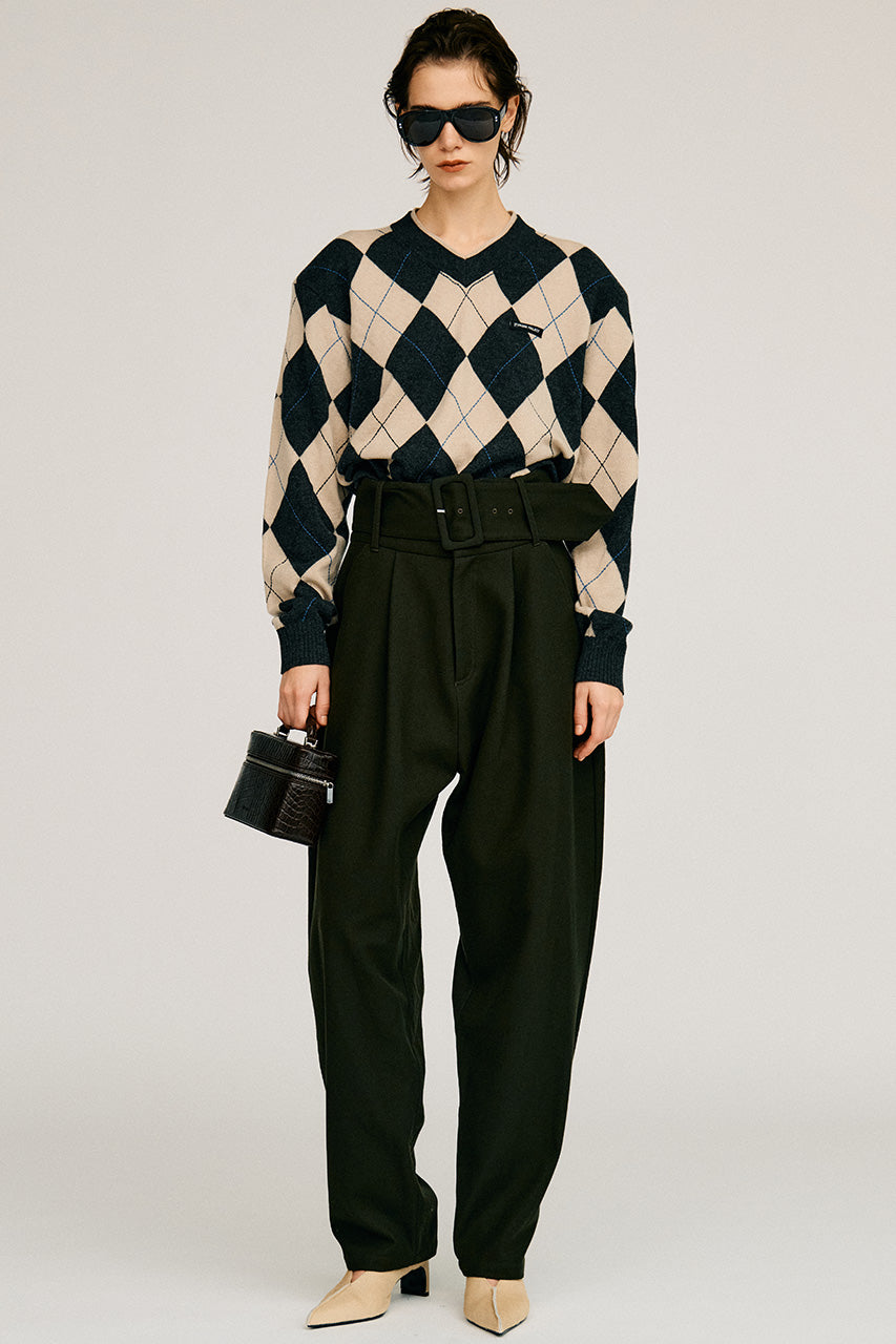 High-Waist Belt Cocoon Pants - 2026AUTUMN