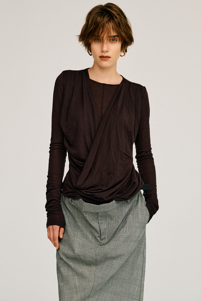 Cashmere Silk Blend Drape Top - 2026AUTUMN