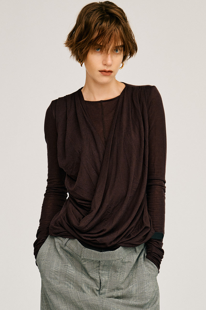 Cashmere Silk Blend Drape Top - 2026AUTUMN