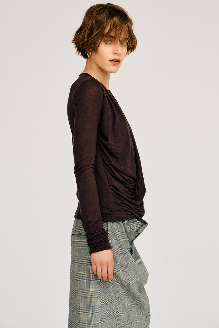 Cashmere Silk Blend Drape Top - 2026AUTUMN
