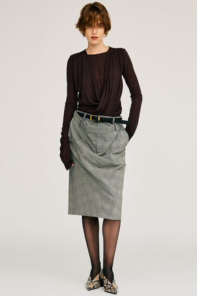 Double-Waist Drape Midi Skirt - 2026AUTUMN