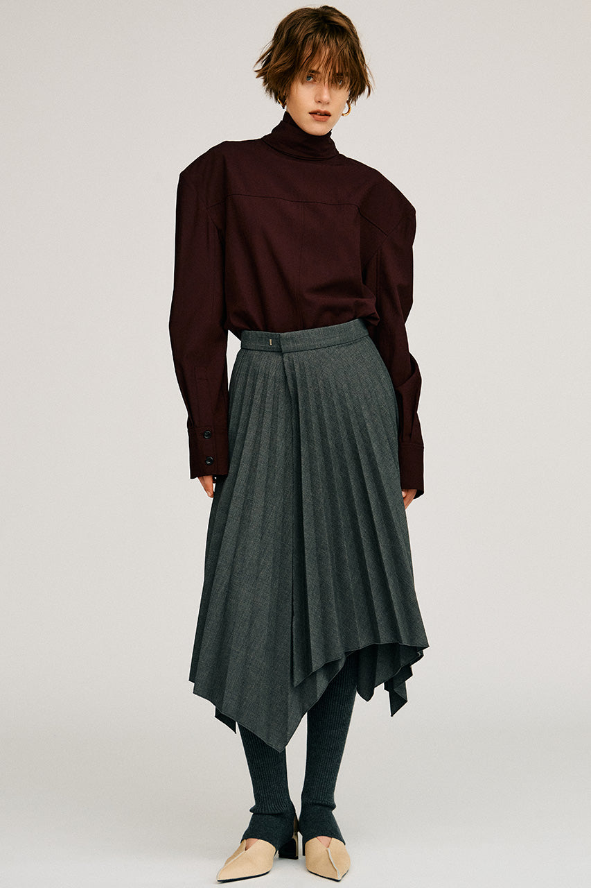 High-Neck Power Shoulder Shirt - 2026AUTUMN