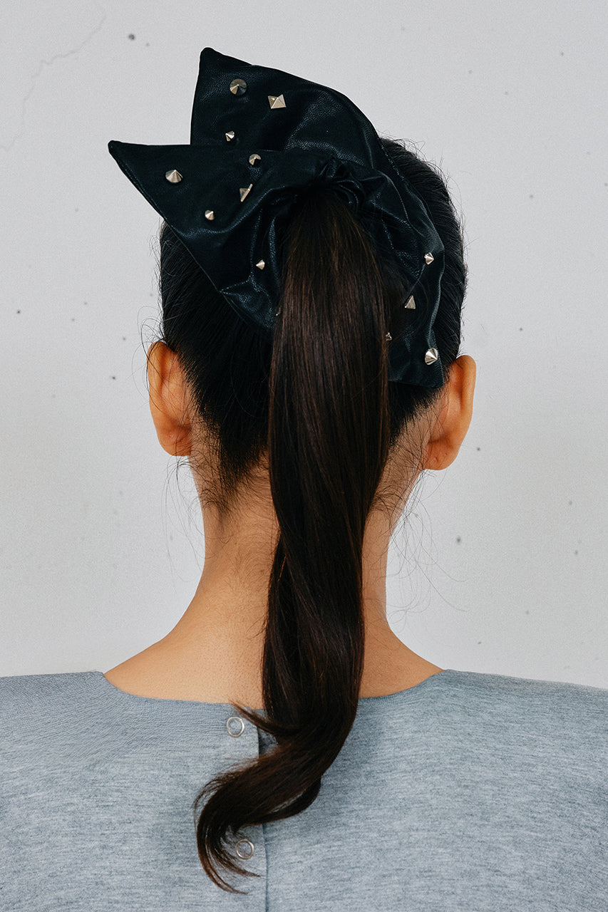 Faux Leather Studded Scrunchie