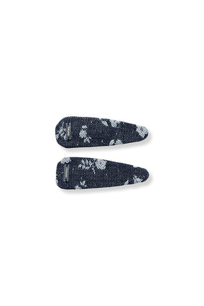 Floral Denim Hair Clips