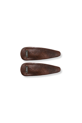 Vintage Faux Leather Hair Clips