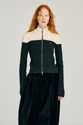 Front Zip Bicolor Knit - 2026WINTER