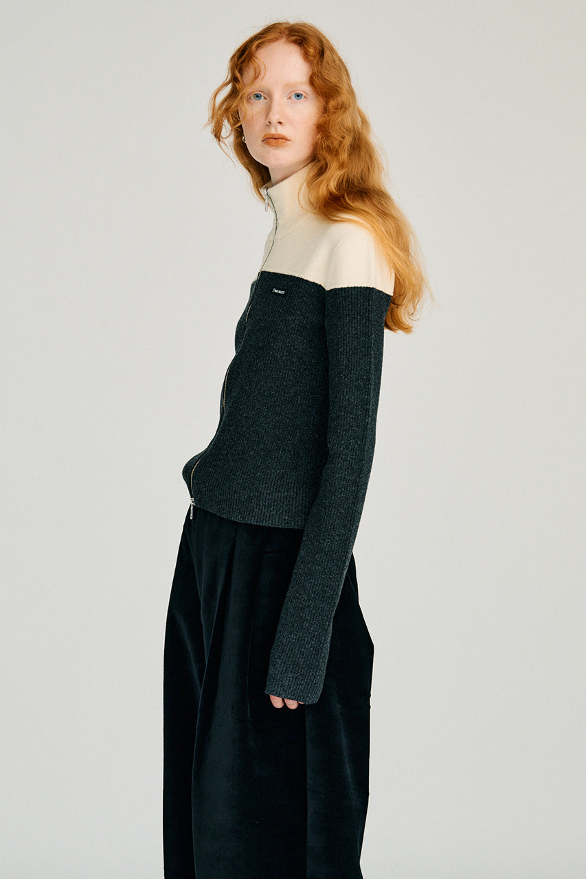Front Zip Bicolor Knit - 2026WINTER