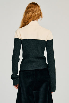 Front Zip Bicolor Knit - 2026WINTER