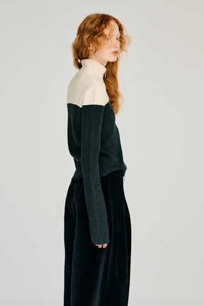 Front Zip Bicolor Knit - 2026WINTER