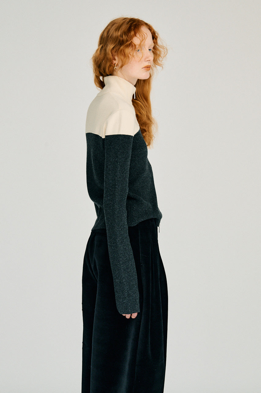 Front Zip Bicolor Knit - 2026WINTER