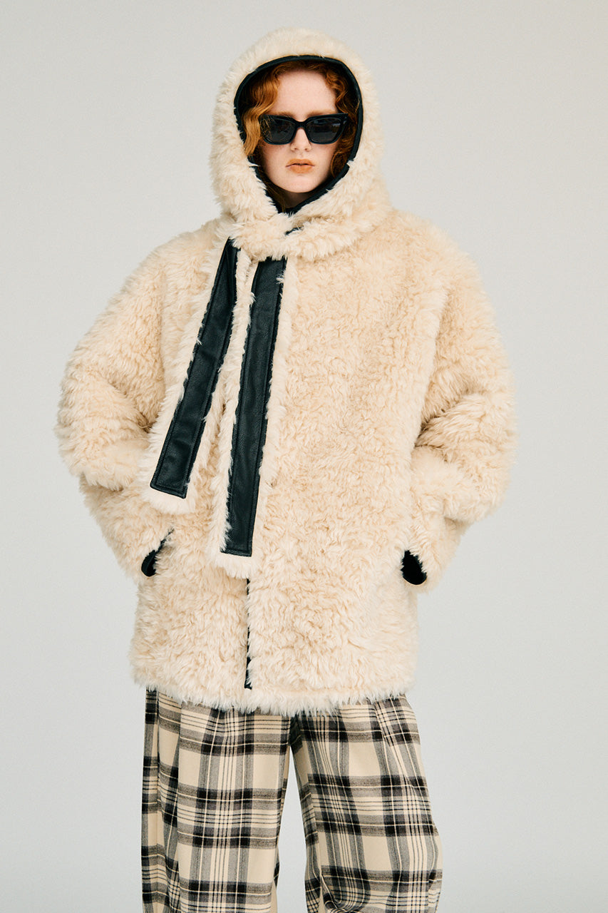 Reversible Hooded Boa Coat - 2026WINTER