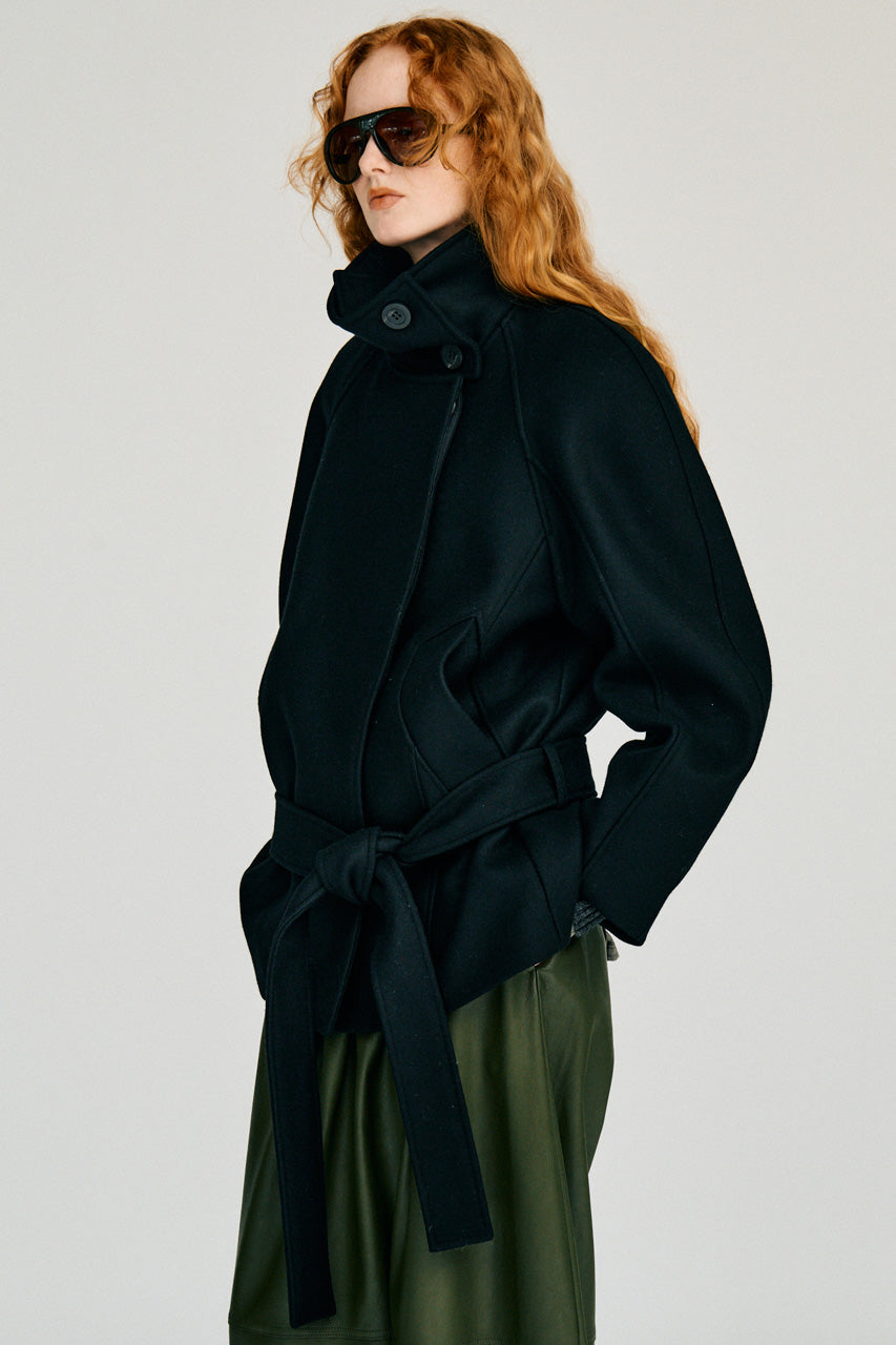 Low-Waisted High-Neck Wool Middle Coat - 2026WINTER