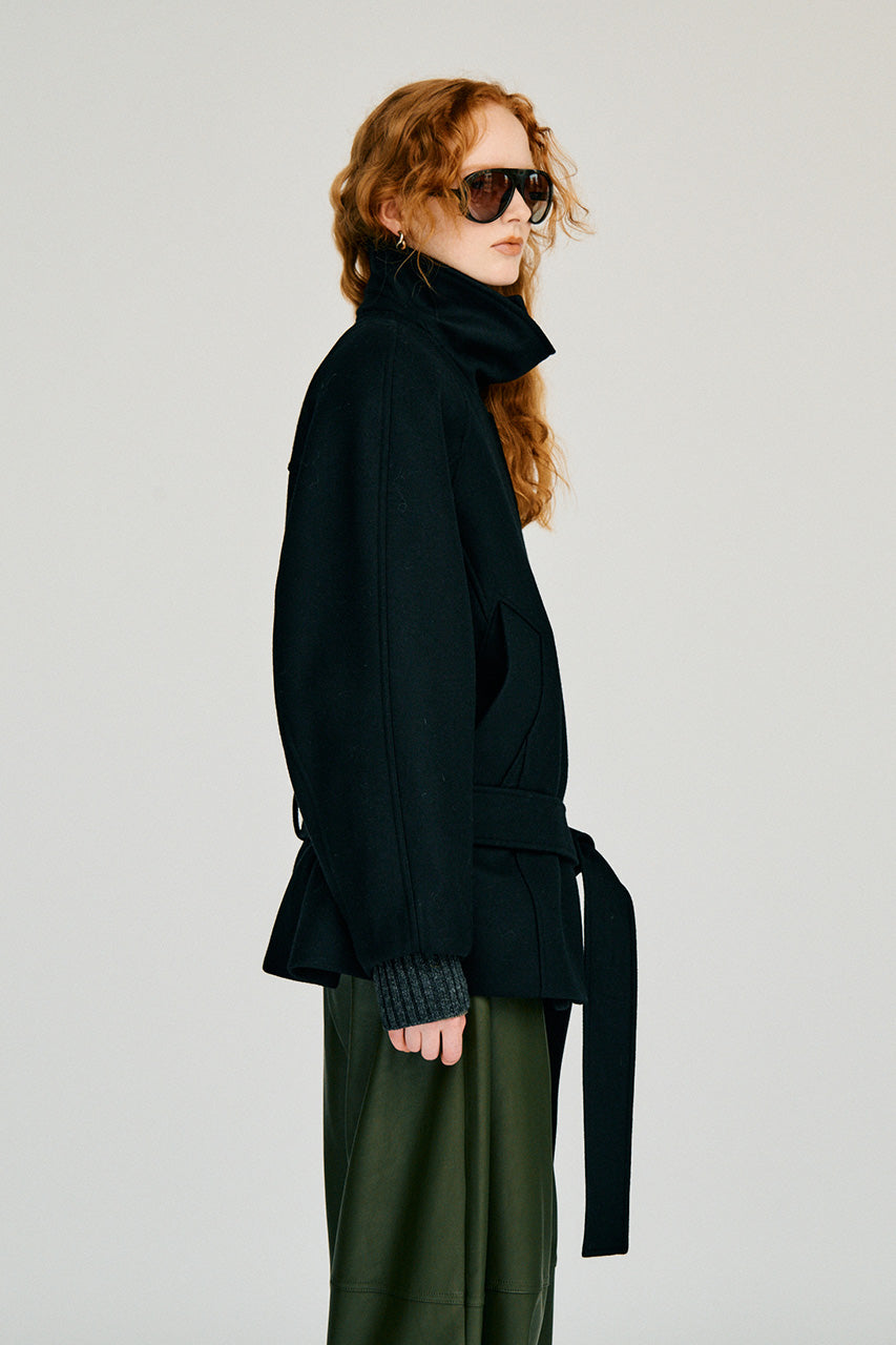 Low-Waisted High-Neck Wool Middle Coat - 2026WINTER
