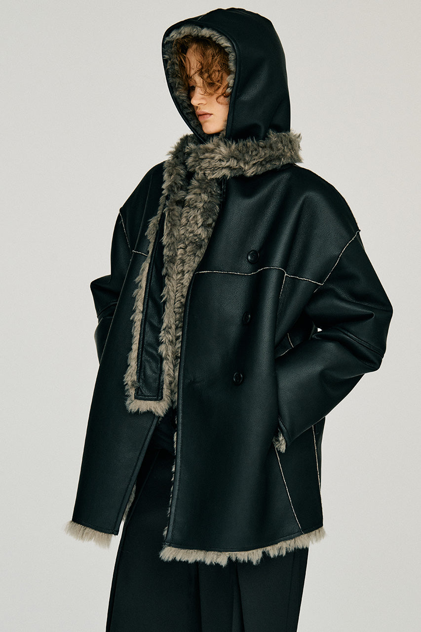 Reversible Hooded Boa Coat - 2026WINTER