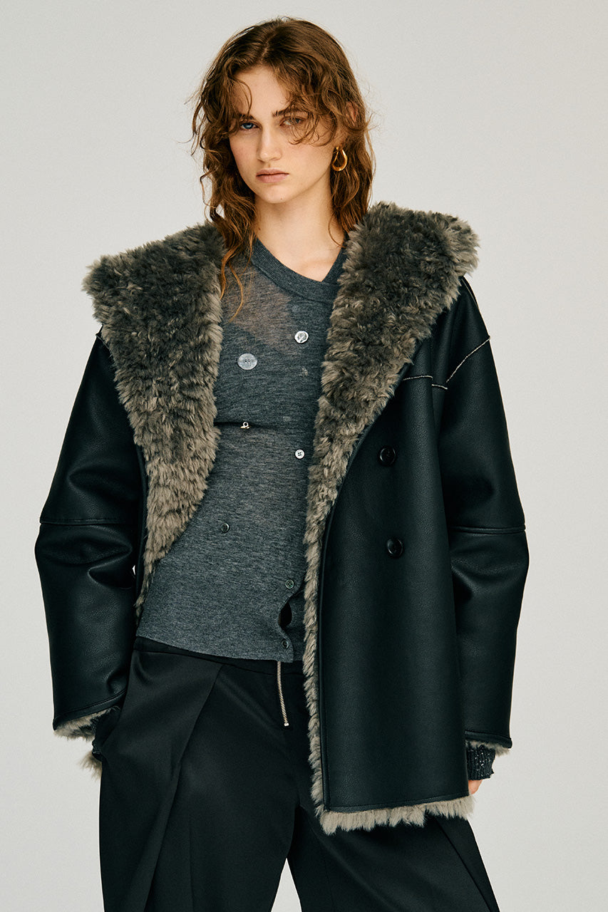 Reversible Hooded Boa Coat - 2026WINTER