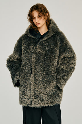 Reversible Hooded Boa Coat - 2026WINTER