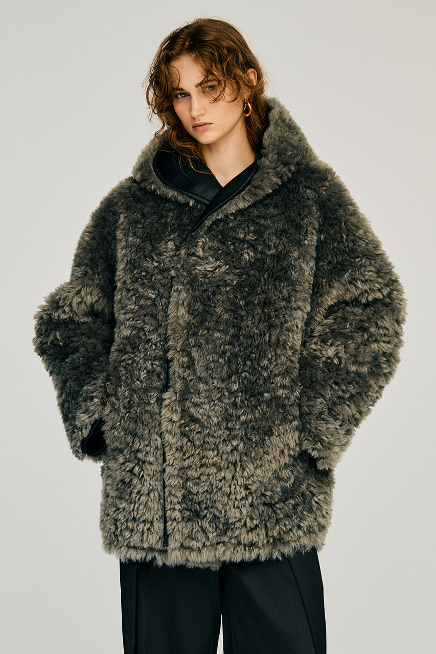 Reversible Hooded Boa Coat - 2026WINTER