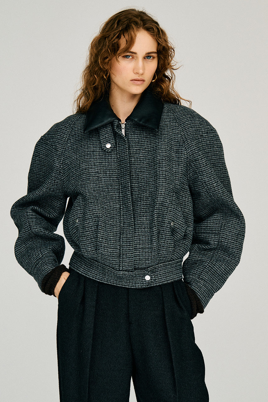 Leather Collar Short Coat - 2026WINTER