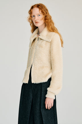 Fake Fur Zip-Up Top - 2026WINTER