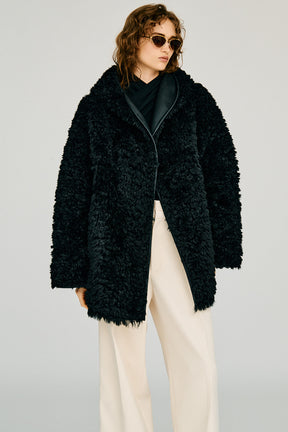 Reversible Hooded Boa Coat - 2026WINTER