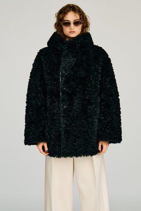 Reversible Hooded Boa Coat - 2026WINTER