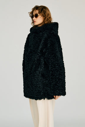 Reversible Hooded Boa Coat - 2026WINTER